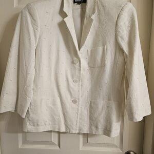 Kasper White Eyelet Linen Blazer - Women